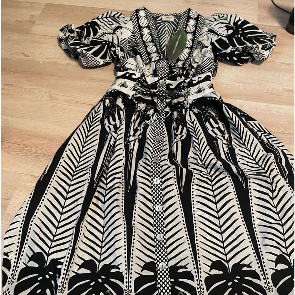 Farm Rio blackOff-White Maxi Dress
